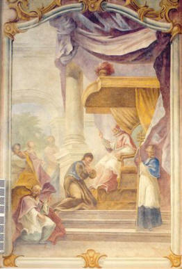 Gerlachus bij paus Eugenius III in Rome (Schöpf)